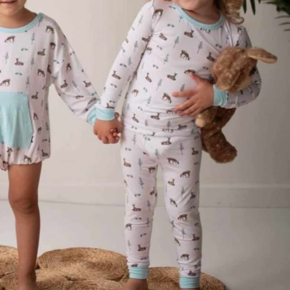Bubble baby bamboo 2 piece fawn pajamas long sleeve size 3T